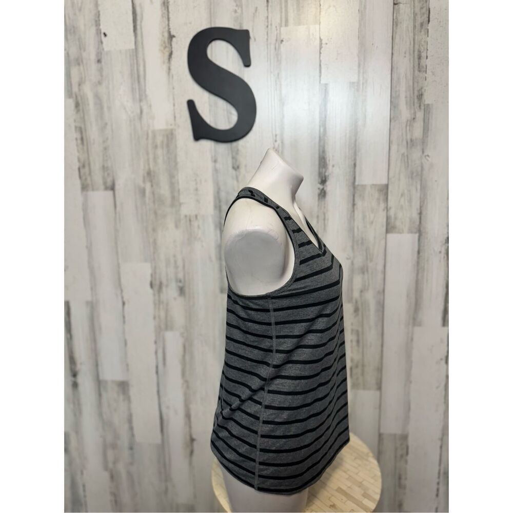 Champion Gray & Black Striped Racerback Tank Top Women’s Small Athletic Stretch - Picture 5 of 7
